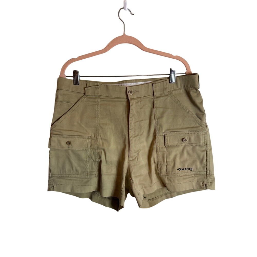 Sportif USA Mens 36 Original Stretch Cargo Shorts Tan 7-Pocket‎ Boating Hiking